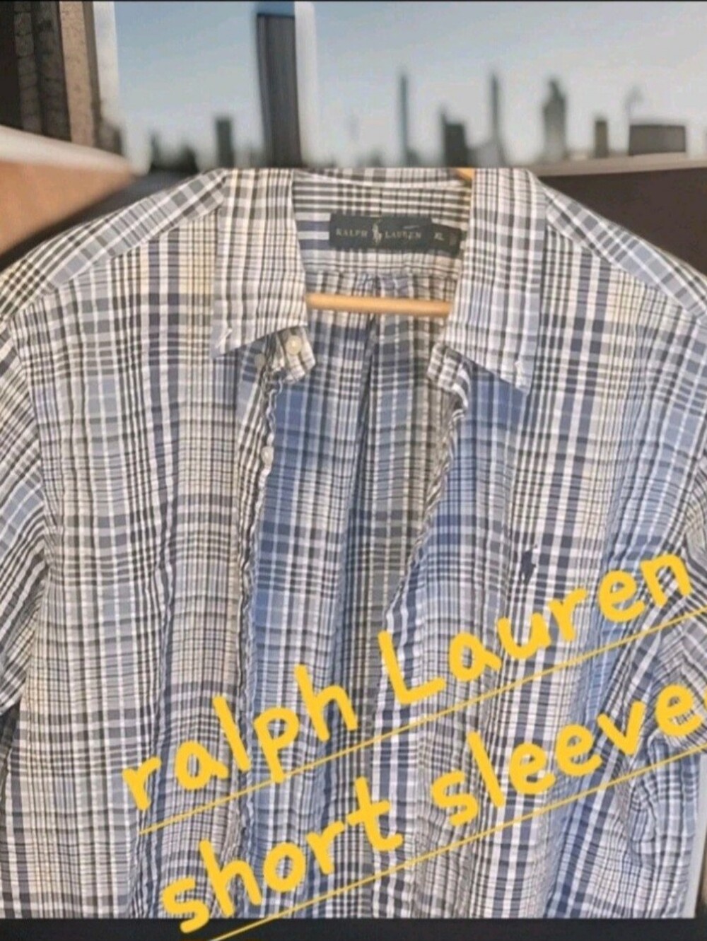 Ralph Lauren Navy and White Plaid Short Sleeve Shirt